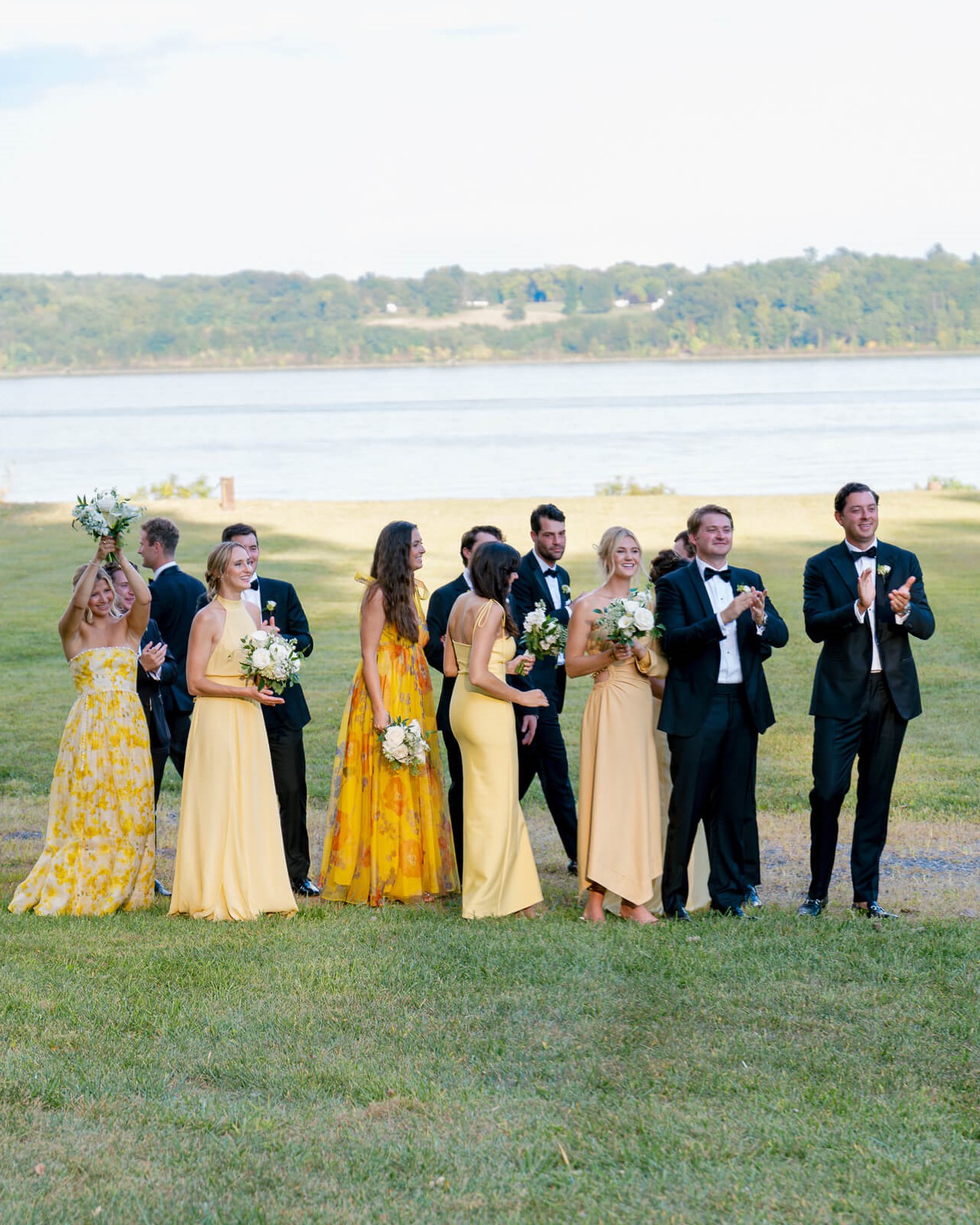 Hutton Brickyards bridal party photos clapping for the newlyweds