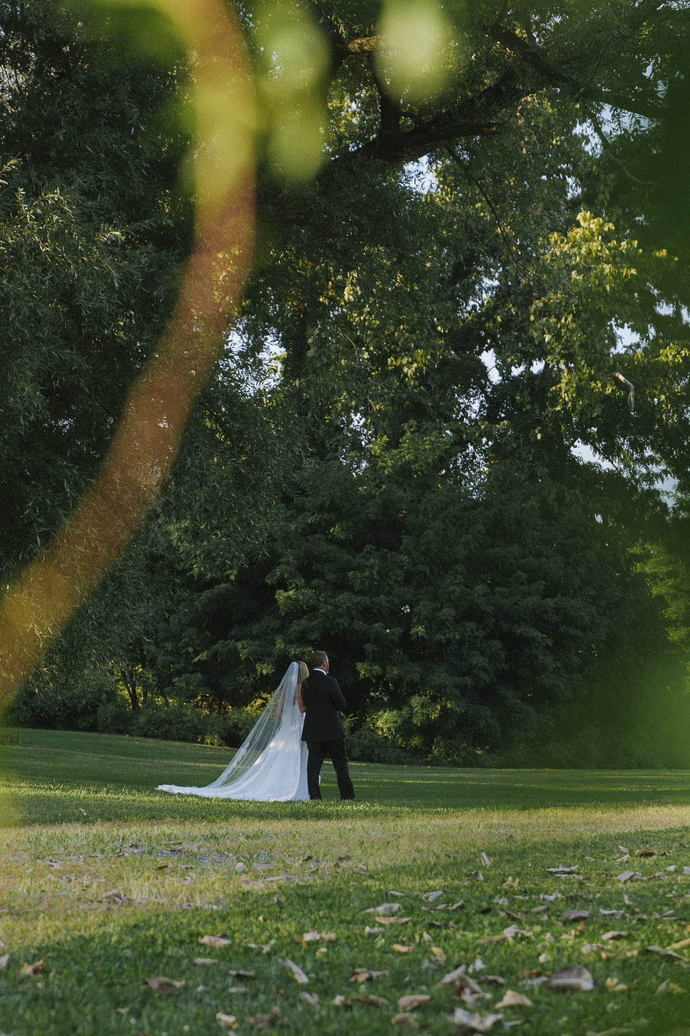 Hutton brickyards wedding bride walking to ceremony in a white dress and surrounded by greenery