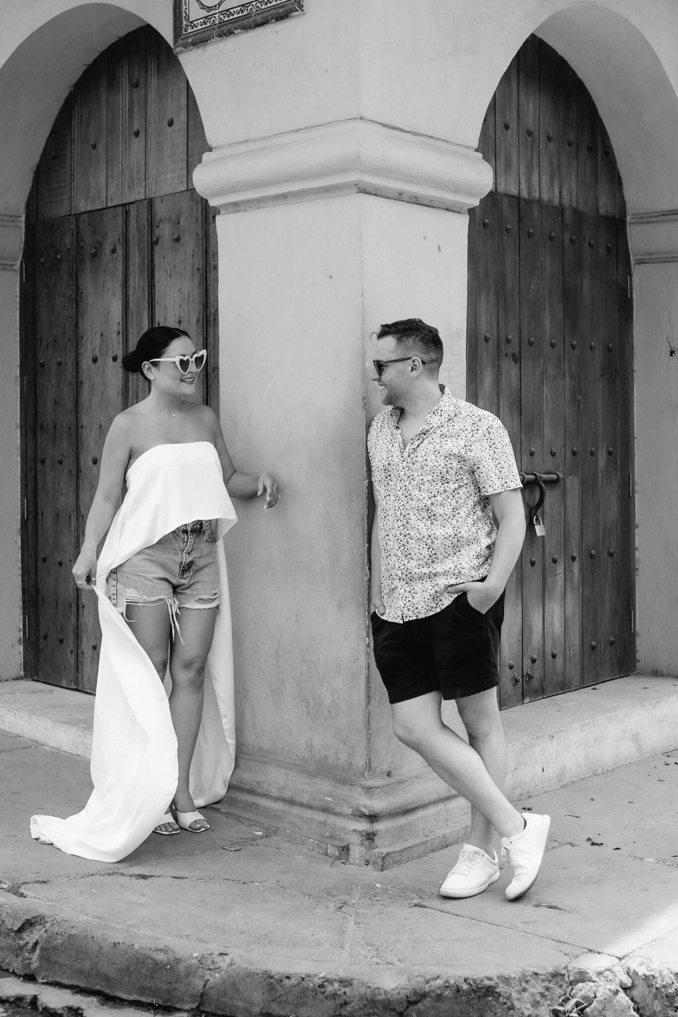  NYC engagement session photos black and white